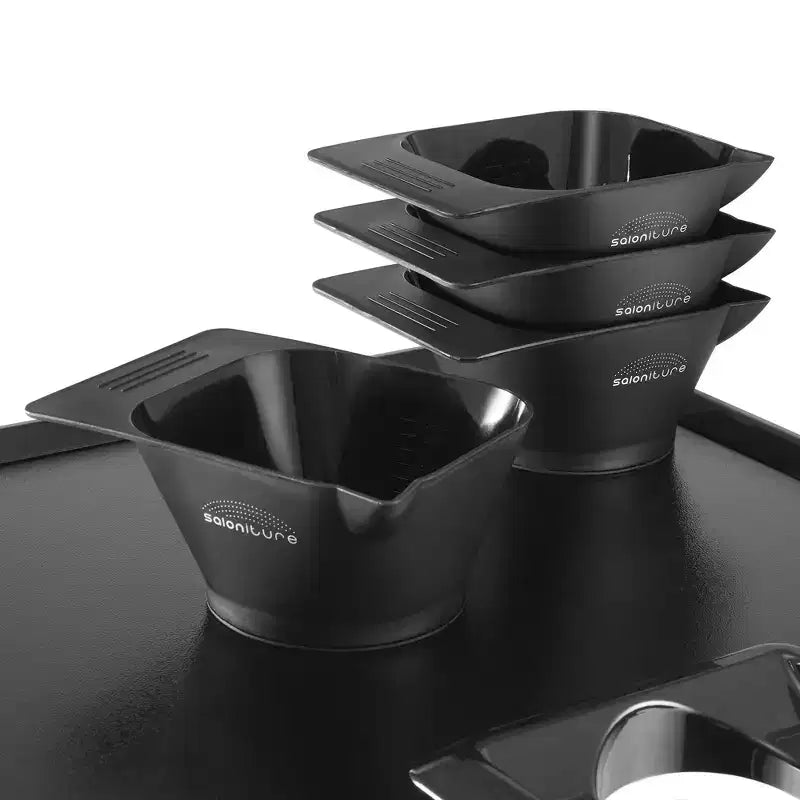 Bandeja Saloniture Rodante para Tinte de Cabello - Carrito Portátil de Peluquería con Cuencos Magnéticos, Negro