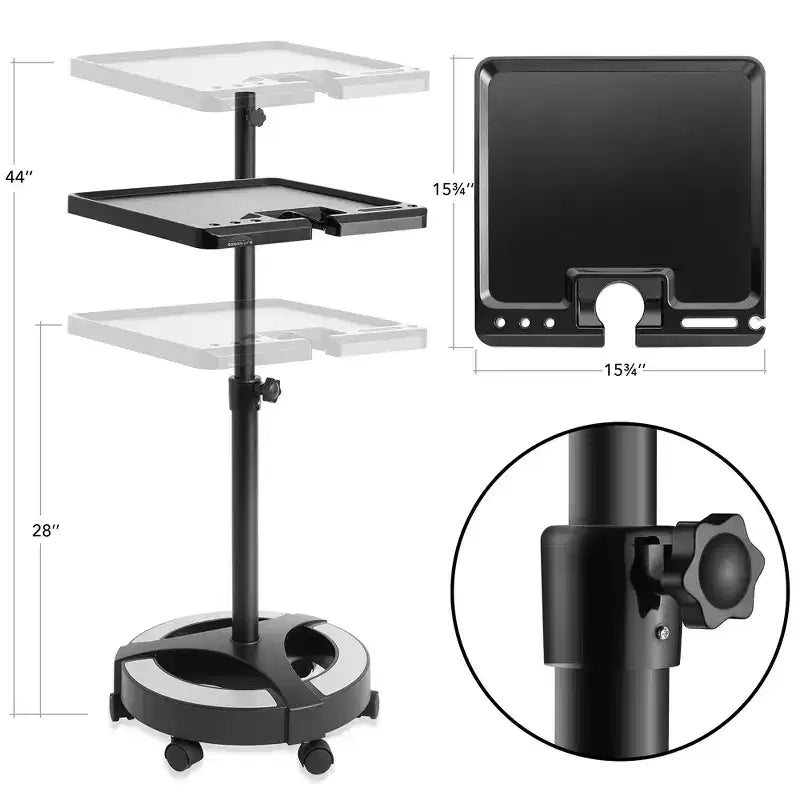 Bandeja Saloniture Rodante para Tinte de Cabello - Carrito Portátil de Peluquería con Cuencos Magnéticos, Negro