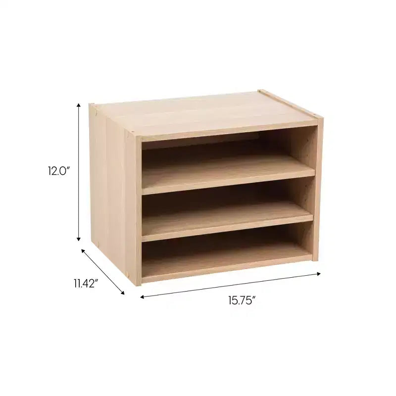 Caja de almacenamiento modular apilable de madera IRIS USA TACHI con estante