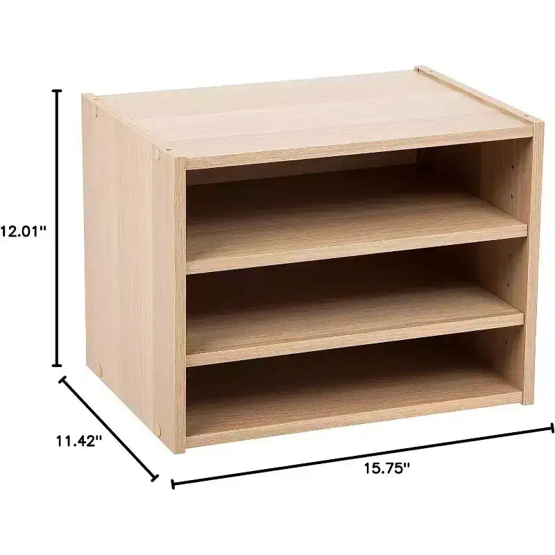 Caja de almacenamiento modular apilable de madera IRIS USA TACHI con estante