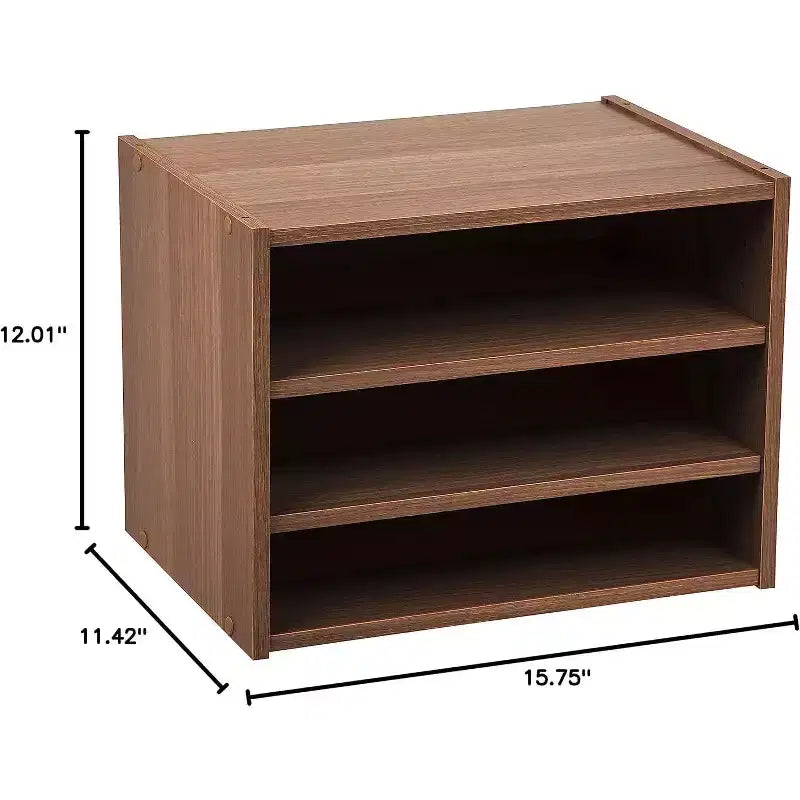 Caja de almacenamiento modular apilable de madera IRIS USA TACHI con estante