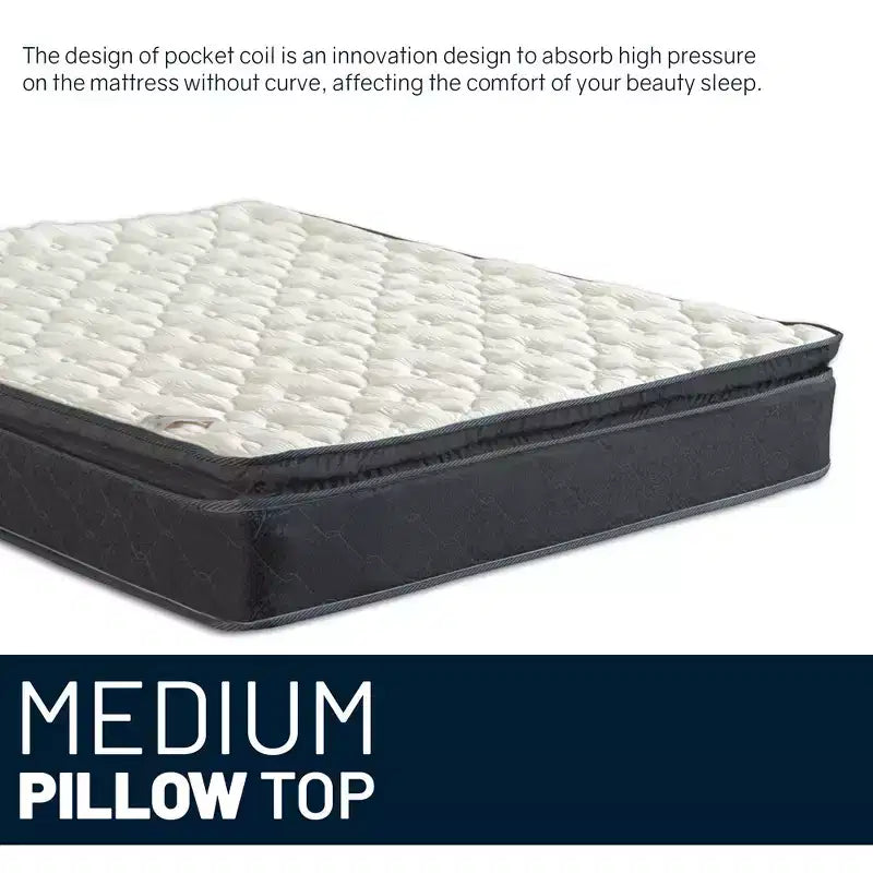Continental Sleep, colchón híbrido con espuma viscoelástica tipo «pillow top» de firmeza media de 9 pulgadas, compatible con camas ajustables