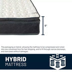 Continental Sleep, colchón híbrido con espuma viscoelástica tipo «pillow top» de firmeza media de 9 pulgadas, compatible con camas ajustables