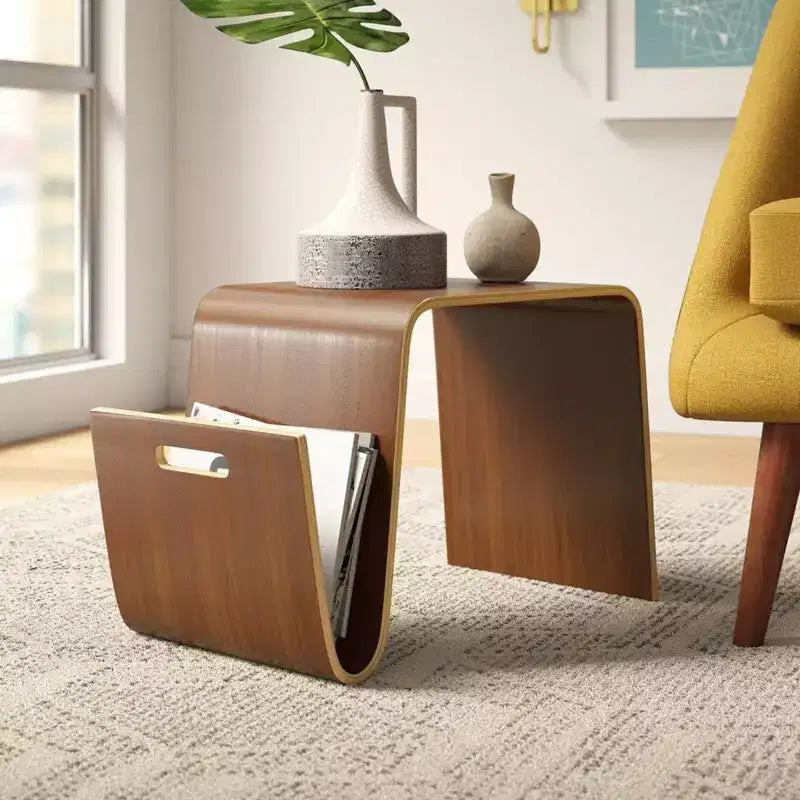 Mesa auxiliar Brookside de madera contrachapada y chapa de fresno - Manhattan Comfort