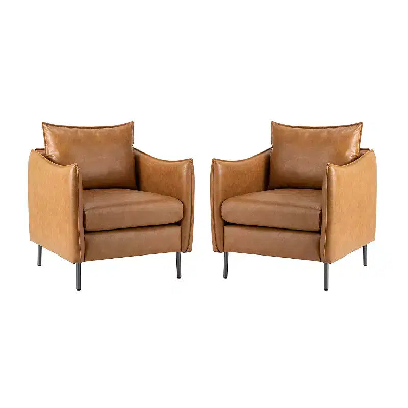 Juego de 2 sillones de cuero vegano con patas de metal Felix Upholstery para sala de estar | KARAT HOME