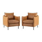 Juego de 2 sillones de cuero vegano con patas de metal Felix Upholstery para sala de estar | KARAT HOME
