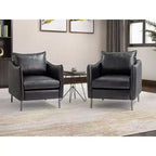 Juego de 2 sillones de cuero vegano con patas de metal Felix Upholstery para sala de estar | KARAT HOME