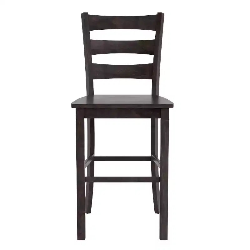Flash Furniture Liesel - Juego de 2 taburetes de bar comerciales de madera maciza, estilo clásico, con respaldo de escalera, altura de bar