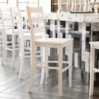 Flash Furniture Liesel - Juego de 2 taburetes de bar comerciales de madera maciza, estilo clásico, con respaldo de escalera, altura de bar