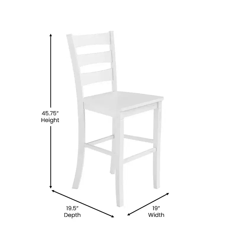 Flash Furniture Liesel - Juego de 2 taburetes de bar comerciales de madera maciza, estilo clásico, con respaldo de escalera, altura de bar