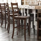 Flash Furniture Liesel - Juego de 2 taburetes de bar comerciales de madera maciza, estilo clásico, con respaldo de escalera, altura de bar