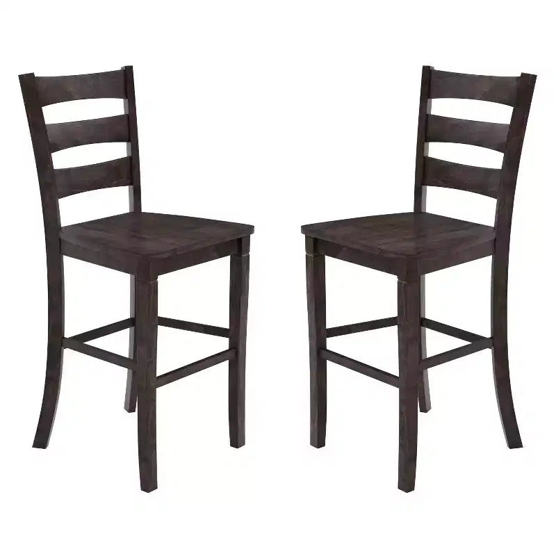 Flash Furniture Liesel - Juego de 2 taburetes de bar comerciales de madera maciza, estilo clásico, con respaldo de escalera, altura de bar