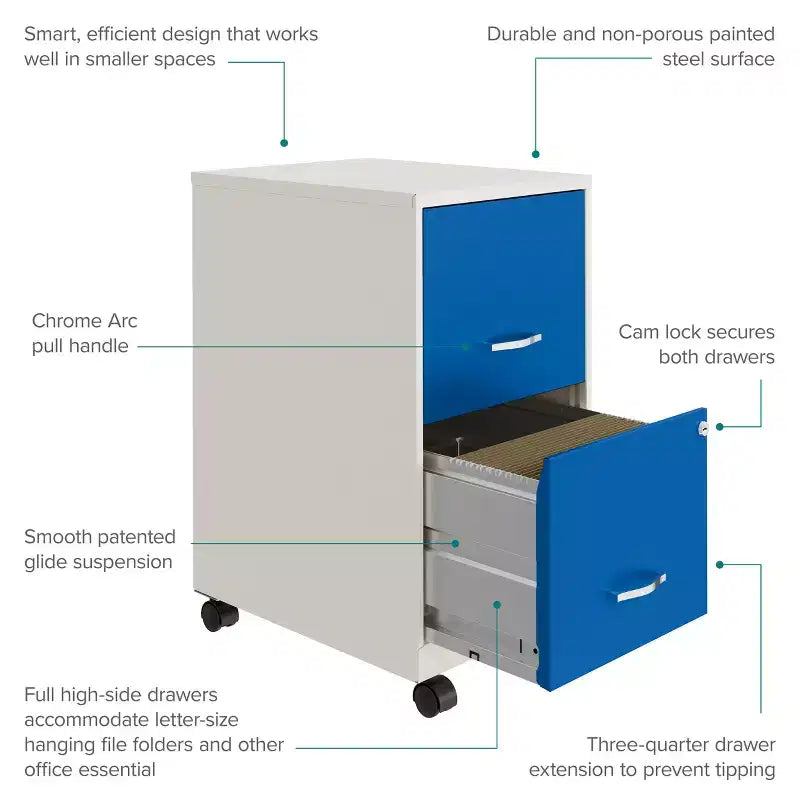 Archivador vertical Space Solutions de 2 cajones y 18 pulgadas de profundidad con ancho para cartas