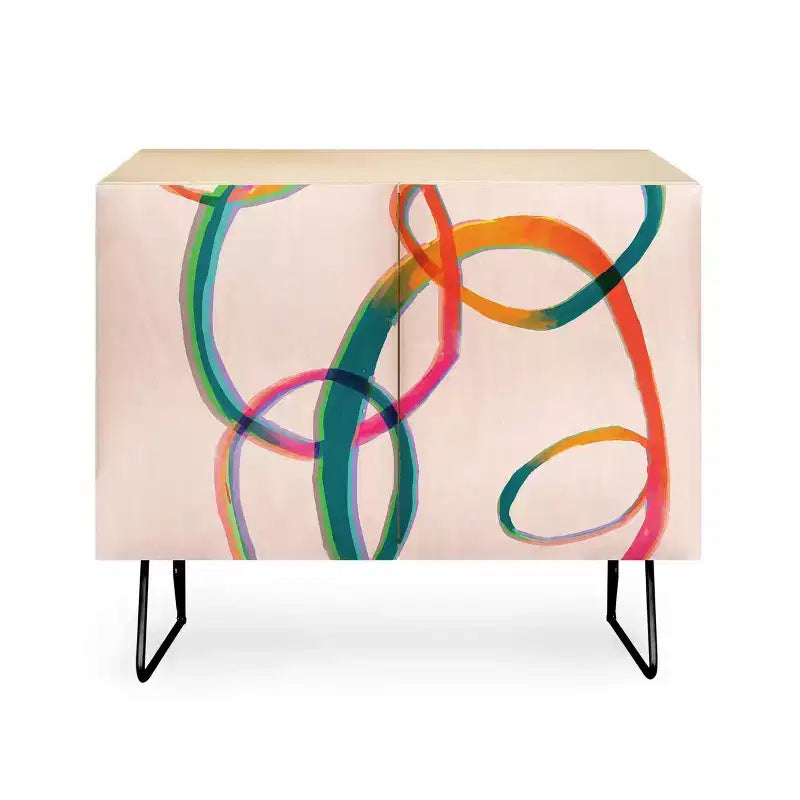 ThirtyOne Illustrations Love and Aberration Black Legged Credenza - Deny Designs