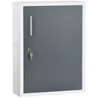 kleankin Bathroom Medicine Cabinet with Shelves Inside & On Door, Locking Medical Cabinet for Safety, First Aid Bathroom Wall Cabinet, White & Grey