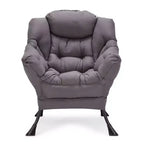 JOMEED Sillón reclinable plegable y moderno de tela con estructura de acero, ligero, individual, con reposabrazos y bolsillo lateral para el hogar o la oficina, gris