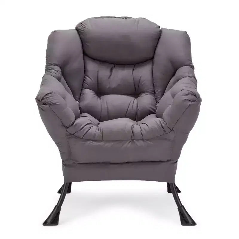 JOMEED Sillón reclinable plegable y moderno de tela con estructura de acero, ligero, individual, con reposabrazos y bolsillo lateral para el hogar o la oficina, gris