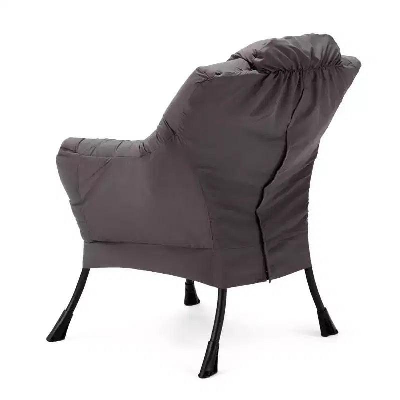 JOMEED Sillón reclinable plegable y moderno de tela con estructura de acero, ligero, individual, con reposabrazos y bolsillo lateral para el hogar o la oficina, gris