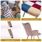 Sillón y mecedora tapizados Peace Nest con respaldo alto y patas y balancines de madera de caucho