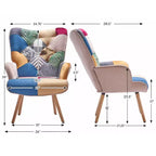 Sillón y mecedora tapizados Peace Nest con respaldo alto y patas y balancines de madera de caucho