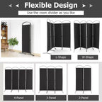Costway Divisor de Habitaciones Plegable de 4 Paneles, Pantalla de Privacidad de Tela de 1.83 m de Alto, Negro/Marrón/Gris/Blanco