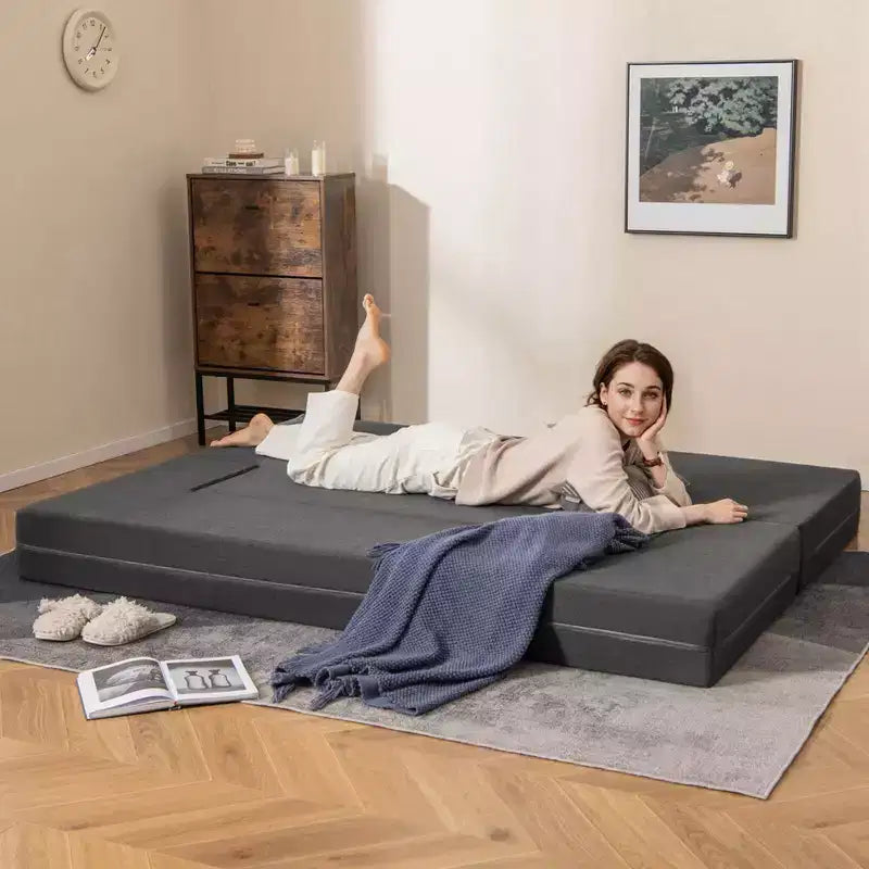Sofá cama plegable Costway de 8 pulgadas con espuma de alta densidad y funda lavable, tamaño individual/queen