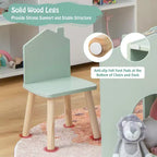 Juego de mesa y 2 sillas de madera Costway de 3 piezas para niños, con pizarra para dibujar y leer, verde/gris/blanco