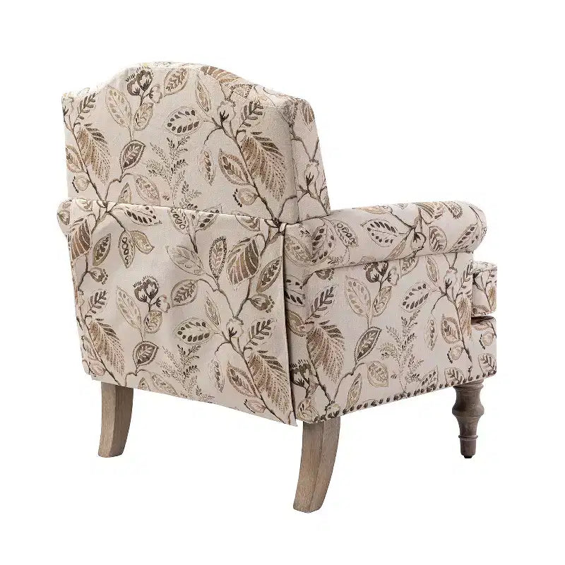 Juego de 2 sillones tapizados de madera Yahweh de estilo de transición con brazos de panel y respaldo curvado para dormitorio | ART OF LIVING DESIGNS