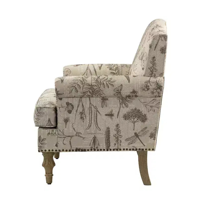 Juego de 2 sillones tapizados de madera Yahweh de estilo de transición con brazos de panel y respaldo curvado para dormitorio | ART OF LIVING DESIGNS