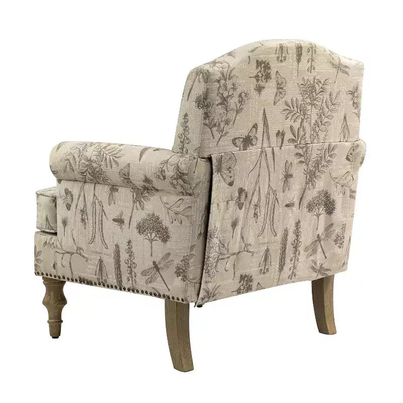 Juego de 2 sillones tapizados de madera Yahweh de estilo de transición con brazos de panel y respaldo curvado para dormitorio | ART OF LIVING DESIGNS
