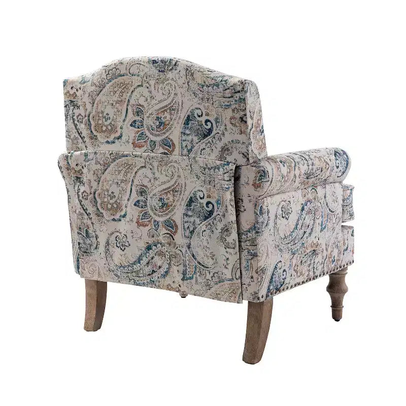 Juego de 2 sillones tapizados de madera Yahweh de estilo de transición con brazos de panel y respaldo curvado para dormitorio | ART OF LIVING DESIGNS