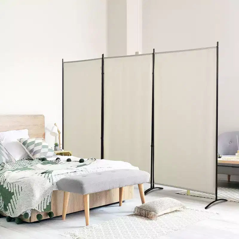 HOMCOM Divisor de ambientes de 3 paneles, pantalla de privacidad plegable, pared divisoria para dormitorio y oficina, 100 x 72
