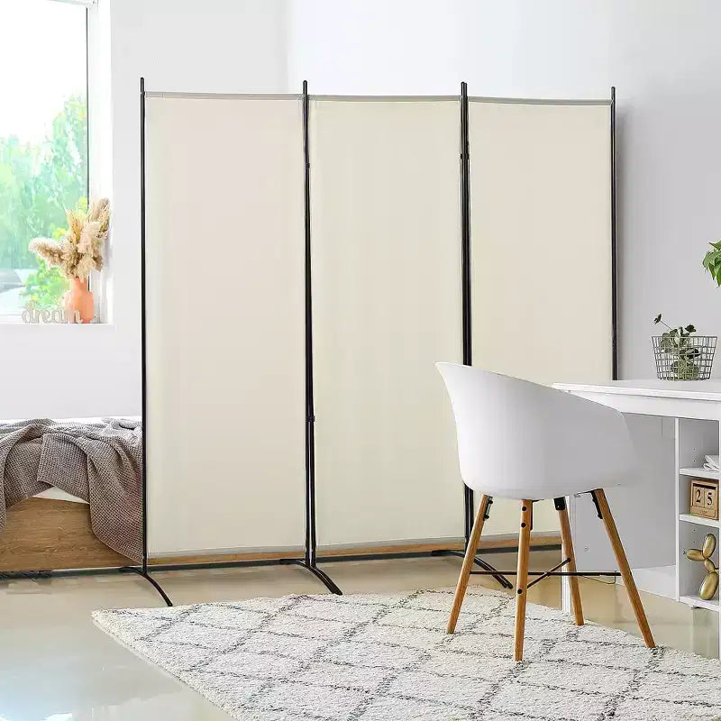 HOMCOM Divisor de ambientes de 3 paneles, pantalla de privacidad plegable, pared divisoria para dormitorio y oficina, 100 x 72