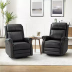 Irene Sofá reclinable manual de cuero genuino de 30.5" de ancho con brazos enrollados, juego de 2 | ART OF LIVING DESIGNS