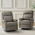 Irene Sofá reclinable manual de cuero genuino de 30.5" de ancho con brazos enrollados, juego de 2 | ART OF LIVING DESIGNS