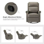 Irene Sofá reclinable manual de cuero genuino de 30.5" de ancho con brazos enrollados, juego de 2 | ART OF LIVING DESIGNS