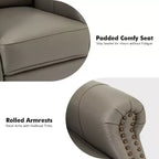 Irene Sofá reclinable manual de cuero genuino de 30.5" de ancho con brazos enrollados, juego de 2 | ART OF LIVING DESIGNS