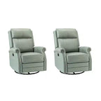 Irene Sofá reclinable manual de cuero genuino de 30.5" de ancho con brazos enrollados, juego de 2 | ART OF LIVING DESIGNS