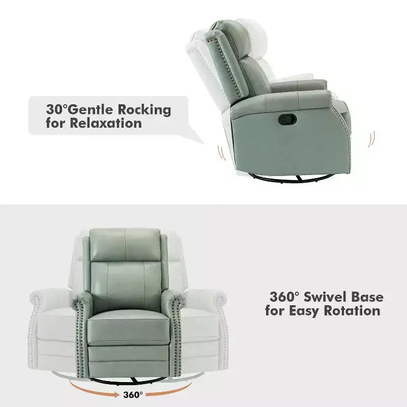 Irene Sofá reclinable manual de cuero genuino de 30.5" de ancho con brazos enrollados, juego de 2 | ART OF LIVING DESIGNS