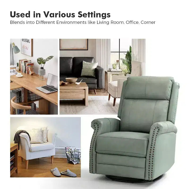 Irene Sofá reclinable manual de cuero genuino de 30.5" de ancho con brazos enrollados, juego de 2 | ART OF LIVING DESIGNS