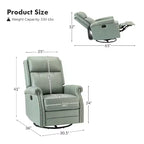Irene Sofá reclinable manual de cuero genuino de 30.5" de ancho con brazos enrollados, juego de 2 | ART OF LIVING DESIGNS