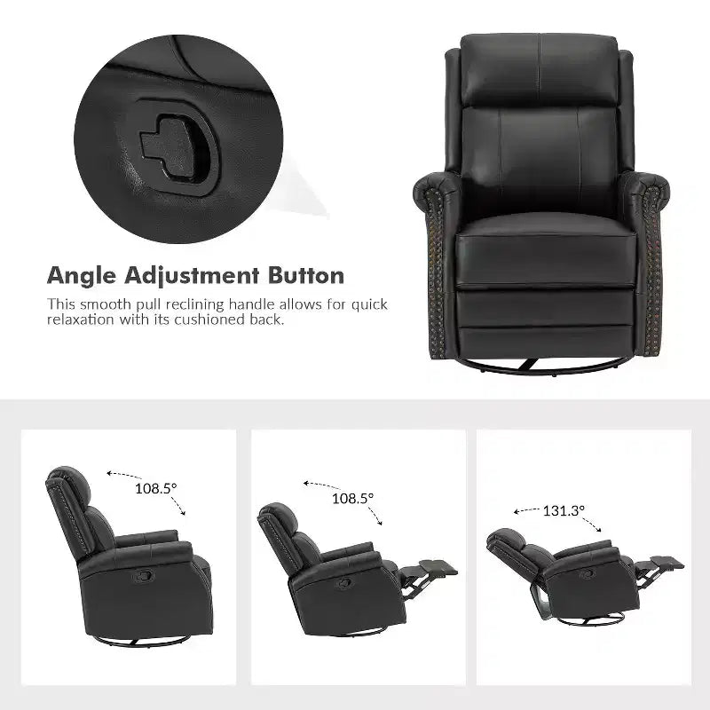 Irene Sofá reclinable manual de cuero genuino de 30.5" de ancho con brazos enrollados, juego de 2 | ART OF LIVING DESIGNS