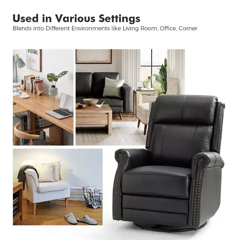 Irene Sofá reclinable manual de cuero genuino de 30.5" de ancho con brazos enrollados, juego de 2 | ART OF LIVING DESIGNS