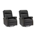 Irene Sofá reclinable manual de cuero genuino de 30.5" de ancho con brazos enrollados, juego de 2 | ART OF LIVING DESIGNS