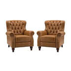 Set of 2 Justine Transitiona Wooden Upholstery Genuine Leather Recliner with Nailhead Trim for Living Room and Bedroom| ART OF LIVING DESIGNS