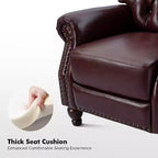 Juego de 2 sillones reclinables de cuero genuino tapizados en madera, modelo Justine Transitional, con ribete de cabeza de clavo para sala de estar y dormitorio | ART OF LIVING DESIGNS
