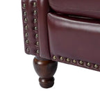 Juego de 2 sillones reclinables de cuero genuino tapizados en madera, modelo Justine Transitional, con ribete de cabeza de clavo para sala de estar y dormitorio | ART OF LIVING DESIGNS