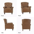 Juego de 2 sillones reclinables de cuero genuino tapizados en madera, modelo Justine Transitional, con ribete de cabeza de clavo para sala de estar y dormitorio | ART OF LIVING DESIGNS