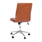 Silla de oficina moderna de piel sintética tapizada Emma y Oliver de respaldo medio con base de 5 radios y ajuste neumático de altura del asiento