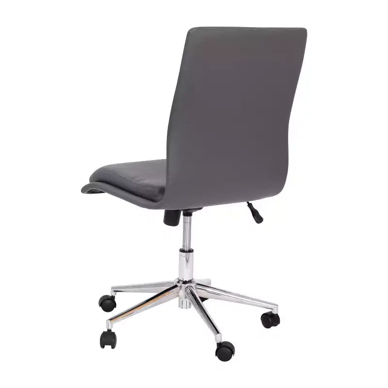 Silla de oficina moderna de piel sintética tapizada Emma y Oliver de respaldo medio con base de 5 radios y ajuste neumático de altura del asiento